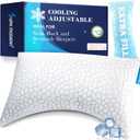 Side Sleeper Pillows for Adults, Cervical Pillow for Side Sleepers Neck and Shoulder Pain Relief, Cooling Ergonomic Crescent Neck Pillow Adjustable Shredded Memory Foam Pillows Queen Size Set of 1