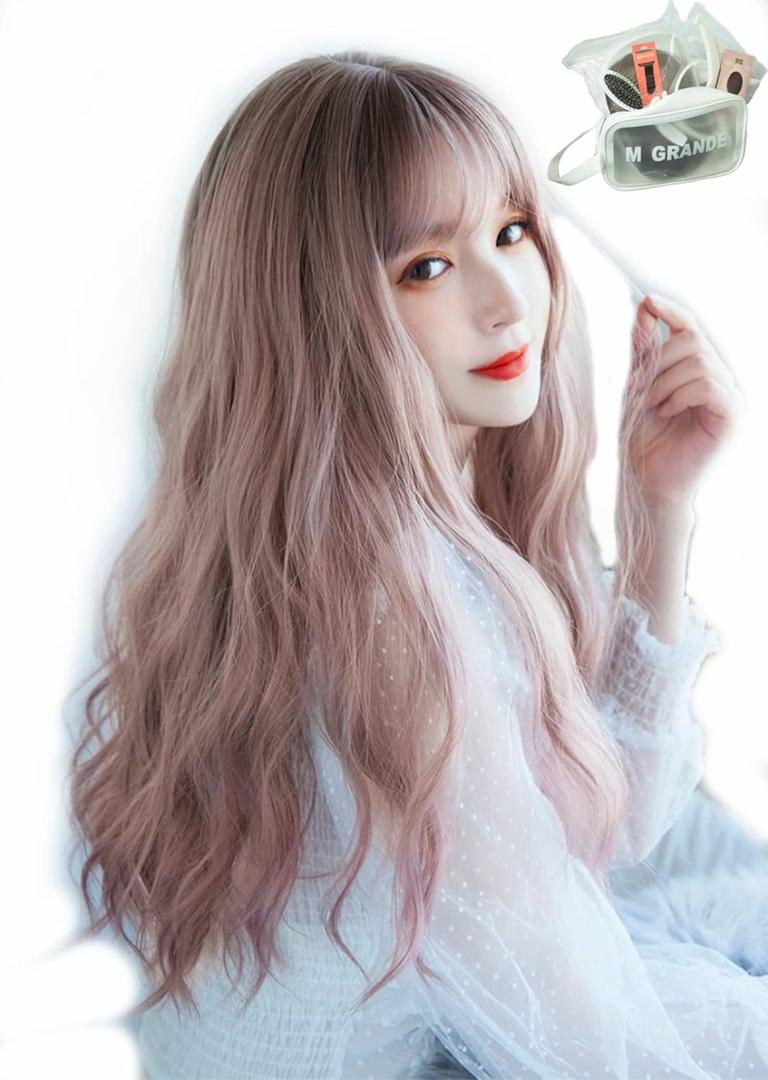 MGRANDE Wig Premium Line Active Top Stylist Produce 6 Items Set Inner Color Line Women's Original Wig Semi-Long Small Face Effect Pink Gragegra DY42A