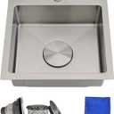 15 Inch Bar Sink Drop In - Delironexu 18 Gauge Stainless Steel Small Kitchen Sink, 15"x15" Single Bowl Square Wet Bar with Brushed Finish for Outdoor, RV, and Prep Use