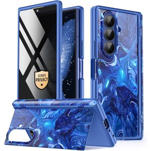 GVIEWIN for Z Fold 7 Case with Privacy Screen Protector [Compatible with Magsafe][Built-in Kickstand] Magnetic Full-Body Hinge Protection Slim Phone Case for Samsung Galaxy Z Fold 7, Star Abyss/Blue