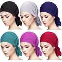 Syhood 6 Pieces Head Scarf for Women Slip on Pretied Head Scarves Cancer Headwear Turban Hat Beanie Wrap (Mix Color)