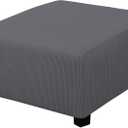 Easy-Going Stretch Square Ottoman Cover Folding Storage Stool Furniture Protector Soft Slipcover with Elastic Bottom (30x30x15inch, Grey) (Medium)