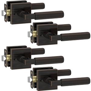 Asidrama 4 Pack Oil Rubbed Bronze Privacy Door Handles, Door Lever with Door Knobs Indoor for Bedroom or Bathroom, Heavy Duty Door Handles Interior with Locks for Left Right Sided Doors