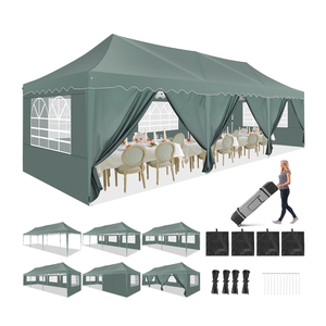 HOTEEL 10'x30' Pop Up Canopy Tent with 8 Sidewalls, Heavy Duty Wedding Event Tents, Party Gazebo with Roller Bag, UPF 50+ Windproof Waterproof