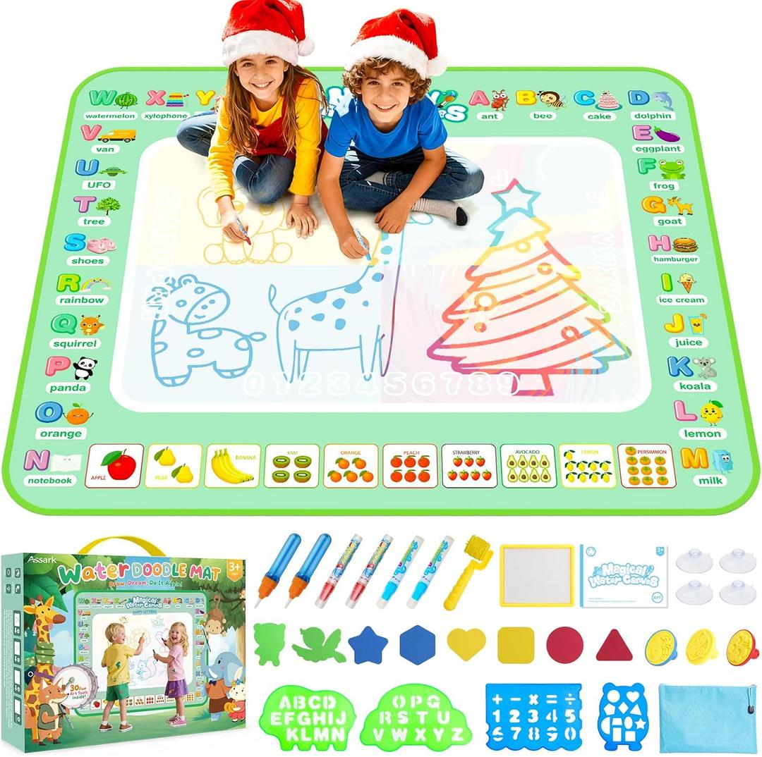 Water Doodle Mat 40 X 32 Inches Mess Free Coloring Magic Drawing Mat Toddlers Educational Toys,Birthday Christmas Gifts for 3 4 5 6 7 8 Years Old Boys Girls