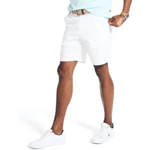 Nautica Men's Classic Fit Flat Front Stretch Solid Chino 8.5" Deck Shorts (32, Bright White)