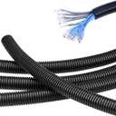 32 FT 3/4 inch Split Wire Loom Tubing Wire Conduit,Flexible Wire Covers Cord Protectors,Cord Protectors from Pets,Black (3/4"32ft)