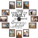 3D Large Family Picture Frames Collage Wall Decor, Picture Frame Collage DIY Clock Photo Frame Family Quote Wall Stickers Kit for Home Living Room Bedroom(5 x 7 Inch,Brown)
