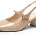 DREAM PAIRS Women's Mary Jane Low Chunky Heels Slingback Closed Square Toe Dress Shoes Wedding Party Work Office Pumps Shoes, Size 8.5