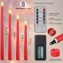 Rossesay 16 Pcs Red Flameless Taper Candles Battery Operated Candles with Remote Timer 8.5" 9.6" 10.8" 12.8" Multiple Sizes Red LED Flickering Candlestick for Wedding Centerpieces Party Decor