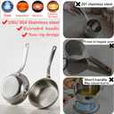 Mini Egg Pan, 304 Stainless Steel Omelet Pan, 5.1Inch Sauce Pan Mini Skillet for Egg Frying Pan, Butter Warmer Small Pot Cooking with 10.5" Scraper