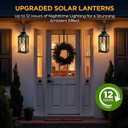 Yowin Solar Lanterns Outdoor Waterproof 2 Pack 14" Large Tempered Glass Hanging Solar Lantern with Flameless Candle, Garden Gifts, Wall Lamp for Backyard Porch Patio Lawn Vintage Decorations - Black
