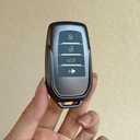 TPU Car Key Case Cover Shell Fob for Toyota CHR Hilux Fortuner Land Cruiser 200 Camry Corolla Crown RAV4 Highland Key Chain Accessories (4 Button Grey)