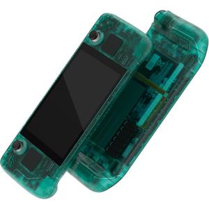 EXtremeRate Clear Emerald Green Custom Faceplate Back Plate for Steam Deck LCD, Handheld Console Replacement Housing Case, DIY Full Set Shell with Buttons for Steam Deck Console - Console NOT Included
