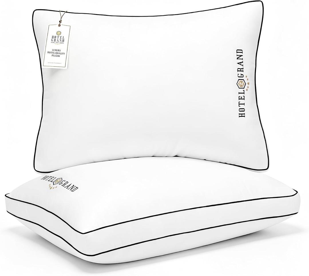 Hotel Grand King Pillows Set of 2, Medium Firm Support Down Alternative, Gusset King