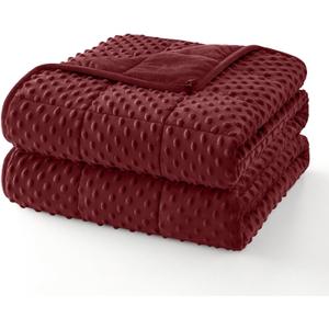 Topcee Weighted Blanket for Adults (20lbs 60"x80"), Minky Dots Heavy Blanket for Woman, Man Sleeping, Soft, Cozy and Cooling Weighted Throw Blankets, Machine Washable, Burgundy