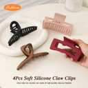 4 PCS Cloud Claw Clips for Women, Unsnappable Flexible Soft Clips, Strong Hold Hair Claws - Non-slip & Durable Rectangle, Cozy Hair Clip for Thick Curly Hair, All-Day Comfort, Valentine's Day Gift