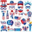 3 x Independence Day Photo Booth Props with Sticks,4th of July Photo Booth Props,Patriotic Party Decorations (25CT)
