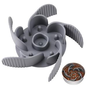 MateeyLife Cuttable Slow Feeder Dog Bowls Insert with Suction Cups for Medium & Large Dogs to Slow Down Eating– Fits Metal & Ceramic Bowls(Gray)