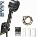 High Pressure IonDrops Filtered Shower Head - Water Softener Filter for Hard Water, 4 Spray Modes with ON/OFF Switch, 59" Hose for Pet Bath & Power Cleaning (Gray)