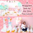 Blueweenly 12 Sets 11.8 Inch Silly Goose Birthday Decor Girl Boy 1st Adopt a Goose Party Favor Gift Plush Stuffed Animal with Mini Party Hat and Ribbon for Christmas Birthday Gift