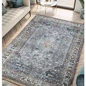 Keen Home Design Machine Washable Area Rugs with Non-Slip Backing, Ideal for Hallway, Living Room, Bedroom, Kitchen and Laundry Room, Vintage Moroccan and Low Pile Rug (3' x 5')