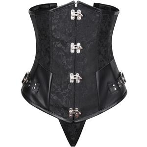 SHYMMUO Women Steampunk Corset Sexy Boned Underbust Goth Lace Up Medieval Waist Corset Belt (Medium, Black)