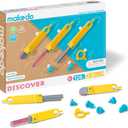 Makedo Discover | Upcycled Cardboard Construction Tool Kit in Small Toolbox (126 Pieces) | STEM + STEAM Educational Toys for at Home Play + Classroom Learning | Reusable Tools for Boys & Girls Age 5+