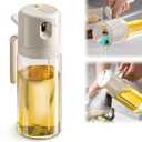 2-in-1 Glass Oil Sprayer and Dispenser, 550ML/18.6OZ Spray Bottle With Pourer for Kitchen, Premium Clear Food-Grade Mister Bottle for Kitchen and BBQ (Grey#1PC) (Grey#1PC)