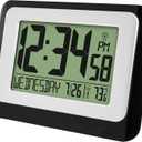 La Crosse Technology W88631 Digital Atomic Black Wall Clock with Temperature