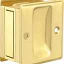 HOMOTEK Privacy Pocket Door Pull Without Switch Plate - Replace Old Or Damaged Passage Sliding Hardware No Lock Quickly and Easily, 2-3/4x2-1/2, for 1-3/8 Thickness Door, Brushed Brass