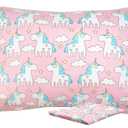 ZPECC Toddler Pillow with Pillowcase - 13x18 Organic Cotton Hypoallergenic Kids Pillow, Baby Essentials for Travel Crib Daycare Stroller (Intended for Age 2 and up) Pink Unicorn