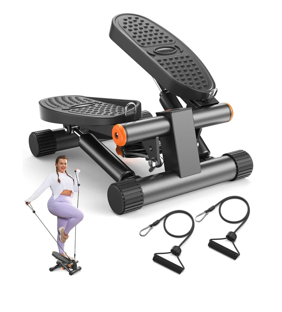 Niceday Steppers for Exercise, Mini Stair Stepper with Resistance Bands at Home Workout Equipment with 300LBS Loading Capacity, Hydraulic Fitness Stepper with LCD Monitor