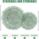 U-QE 60PCS Clear Green Plastic Plates - Green Plates Disposable Heavy Duty - Disposable Plastic Plate for Party, Weddings and Formal Occasions Including 30 Dinner Plate 10" & 30 Appetizer 7"