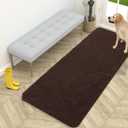 OLANLY Dog Door Mat for Muddy Paws 59x24, Absorbs Moisture and Dirt, Absorbent Non-Slip Washable Doormat, Quick Dry Chenille Mud Mat for Dogs, Entry Indoor Entryway Carpet for Inside Floor, Brown