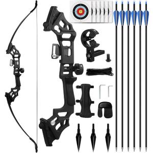 Recurve Bow and Arrow Set for Adults, 3040lbs Right-Handed Archery Kit with Carbon Arrows & Accessories for Outdoor Target Practice