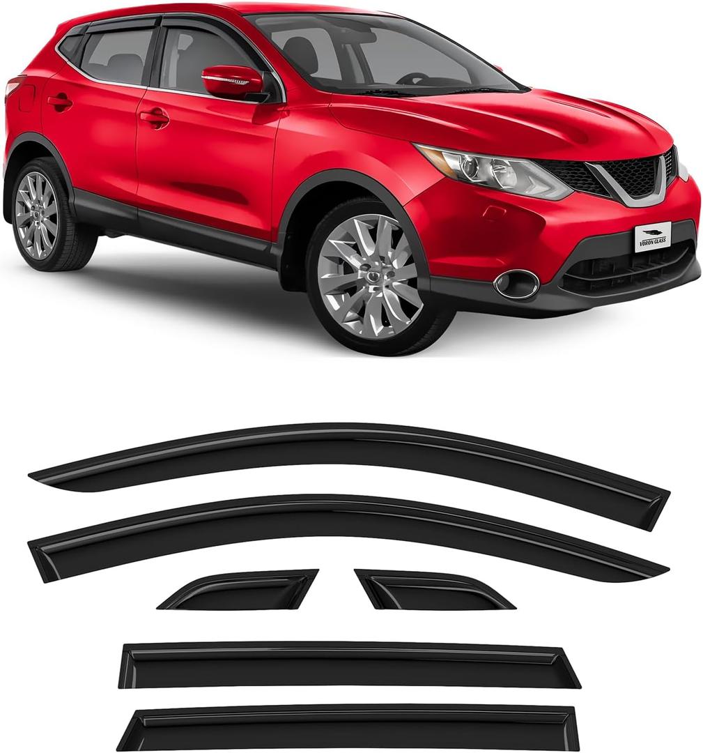 Voron Glass Tape-on Extra Durable Rain Guards for Nissan Rogue Sport 2017-2022, Window Deflectors, Vent Window Visors, 6 Pieces - 100464