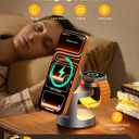 3 in 1 Charging Station Compatible with MagSafe Charger, Qi2.2 25W Magnetic Wireless Charger with Night Light, Foldable Charging Stand for iPhone 17/16/15/14/13/12, Apple Watch, AirPods (45W Adapter)