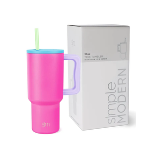 Simple Modern 30 oz Trek Tumbler with Handle and Straw Lid | Cup Holder Friendly Insulated Stainless Steel Travel Mug | 80s Mix