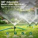 FANHAO 3-Pack Heavy-Duty Metal Lawn Sprinkler for Yard, 360 Adjustable Garden Water Sprinkler with Spike Base, Large Area Irrigation System for Lawn, Grass, Patio & Backyard