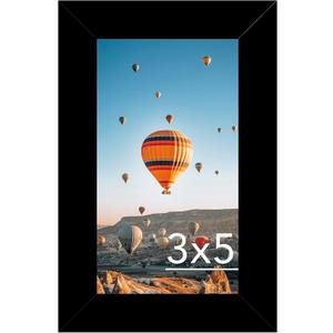 3x5 Picture Frame Black for Tabletop, 3 x 5 Photo Frame with Shatter Resistant Plexiglass, Sturdy 3 by 5 Poster Frame, Black