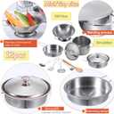 Mini Play Pots and Pans Toys for Kids Kitchen Playset Pretend Cookware Utensils Play Set Play Cooking Toys Mini Stainless Steel Cooking Utensils Toys Kitchen Playset Accessories for Boys Girls