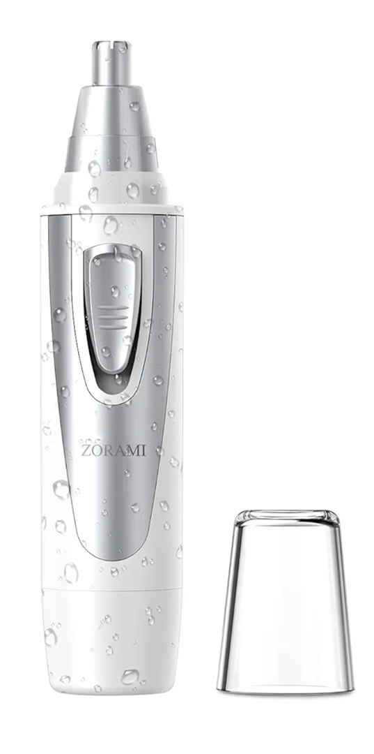 Ear and Nose Hair Trimmer Clipper - 2025 Professional Painless Eyebrow & Facial Hair Trimmer for Men Women, Battery-Operated Trimmer with IPX7 Waterproof, Dual Edge Blades for Easy Cleansing White