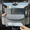 JEYODA Car Suede Seat Organizer High-capacity Seat Back Pouch Central Storage for Pickup SUVs Double-sided Tissue Storage Handbag Holder Car Accessories (Grey)