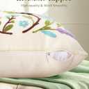 Spring Pillow Cover 18x18 Inch Embroidered Summer Throw Pillow Cover Flowers Birds Farmhouse Decorative Cushion Case with Hidden Zipper Decoration for Couch, Sofa, Living Room(1 Pack)
