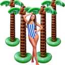 Giant Inflatable Palm Tree 6 Foot - 4PK - Beach Party Decorations for Summer Luau Themed Pool Party, Tropical Hawaiian Blow Up Palm Tree Favors - Poolside Ambiance, Easy Inflation