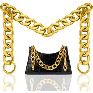 Syhood DIY Chunky Aluminum Purse Handle Bag Chain Gold Handbag Chain Charms Wild Punk Shoulder Strap Replacement with O Ring for Handbag Tote Underarm Bag Accessories Decoration (23.5")