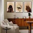 3Pcs Trend Black Girl Canvas Wall Art Christian Bible Verse Poster Prints Abstract Fashion Lotus Flower Pictures Wall Decor for Living Room Bedroom Home Decoration Unframed (12x16, beige)