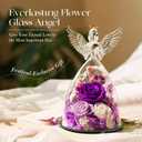 Mothers Day Roses Gifts for Mom,Forever Preserved Real Flowers Roses in Glass Angel Figurines,Mothers Day Flowers Gifts for Women Mom Wife Grandma from Daughter/Purple