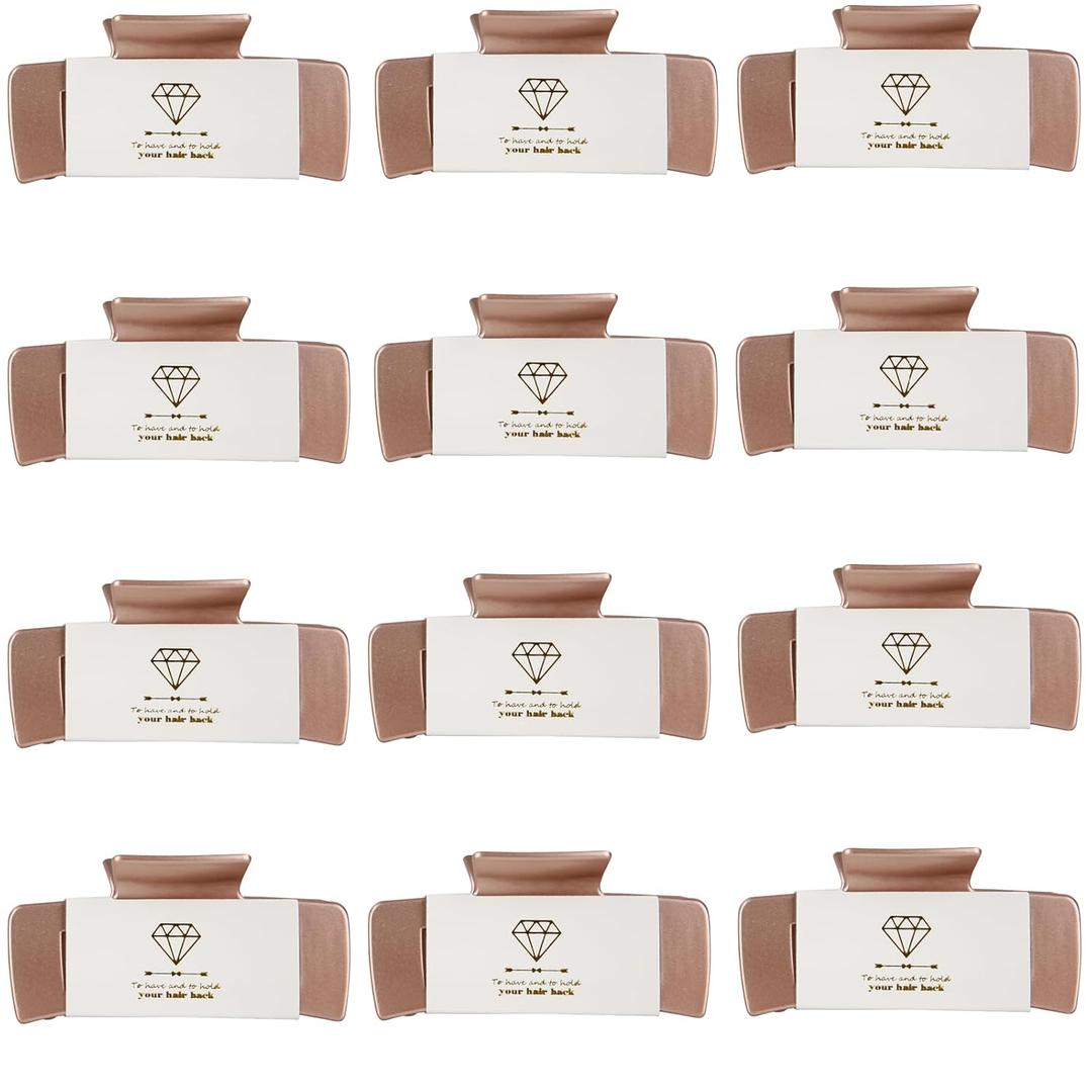 8pcs Bridesmaid Proposal Gifts 4.1 Inch Square Set of 8 Bachelorette Hair Claw Clips ideas Bridal Shower Gift for Wedding Party Favors (12pcs Rose Gold)